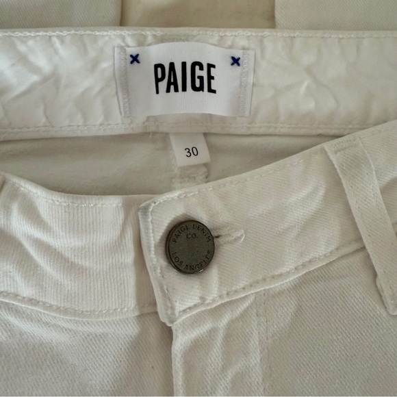PAIGE Skyline Crop White Jeans Mid Rise Size 30 - Picture 2 of 4
